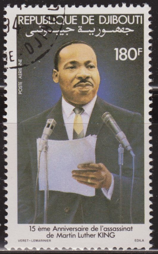 Djibouti 1983 Scott C180 Sello * Aniv. Asesinato Martin Luther King, Jr. (1929-68) 180F Correo Aereo